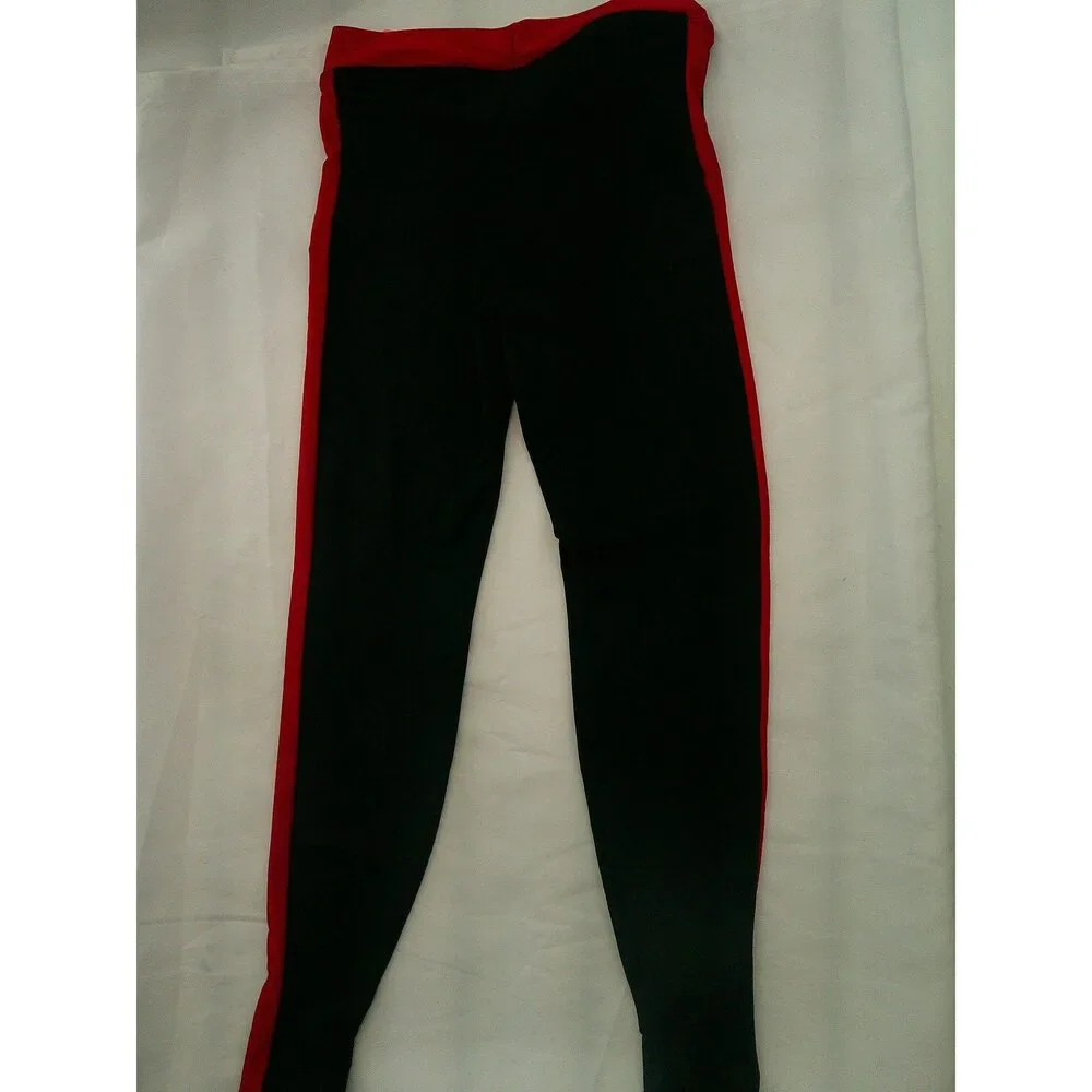 Pre-Owned Dance Leggings Large Child Red Black Jazz Gymnastics Cheer Hip Hop